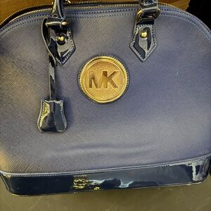 Large Michael Kors Navy and Gold Satchel